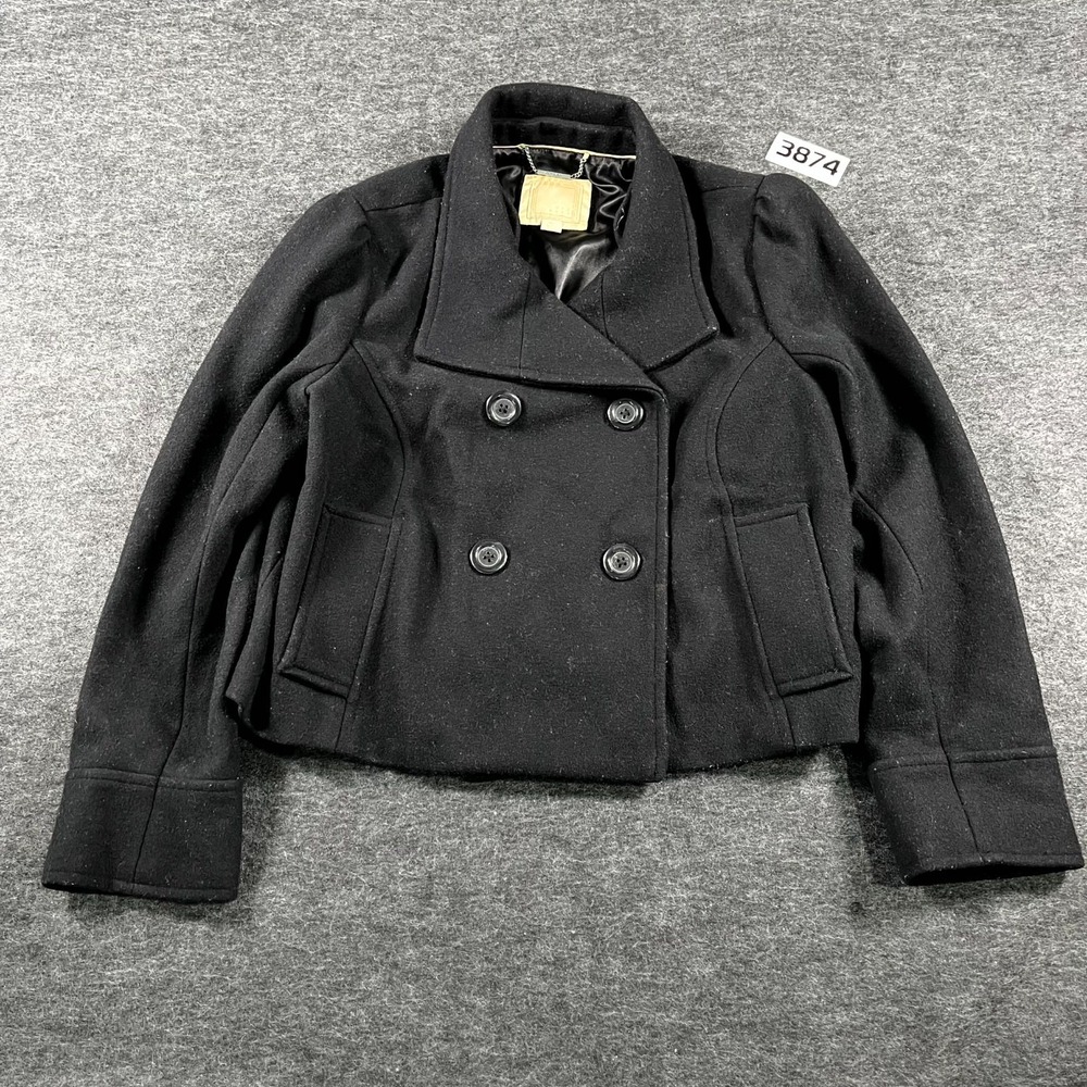 Old Navy Cropped Coat Womens XL Black‎ Lined Wool Double Breasted Winter Wear
